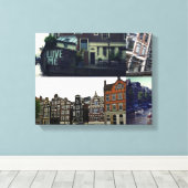 Foto collage Amsterdam 3 Canvas Afdruk (Insitu (Houten vloer))