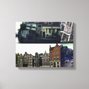 Foto collage Amsterdam 3 Canvas Afdruk