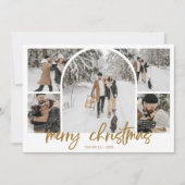Foto Collage Arch Merry Christmas Fancy Script Feestdagenkaart (Voorkant)