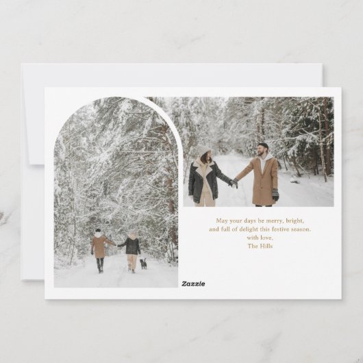 Foto Collage Arch Merry Christmas Fancy Script Feestdagenkaart (Achterkant)