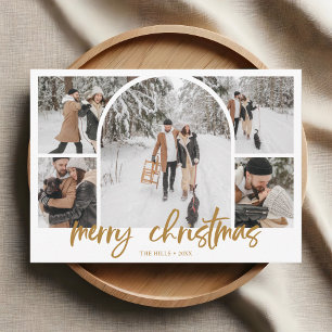Foto Collage Arch Merry Christmas Fancy Script Feestdagenkaart