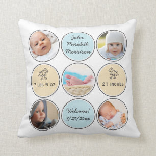 Foto: Collage Baby Boy Name, geboorte stats and du Kussen