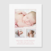 Foto Collage Baby Girl Birth Announding Magnet Magnetische Uitnodiging (Voorkant)