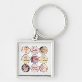 Foto Collage Baby Girl Name, geboorteca en eend Sleutelhanger