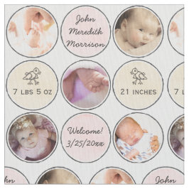 Foto Collage Baby Girl Name, geboorteca en eend Stof