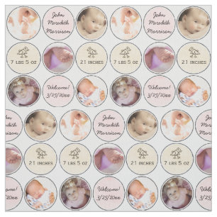 Foto Collage Baby Girl Name, geboorteca en eend Stof