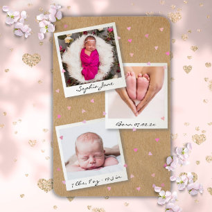 Foto collage Baby Meisje Geboorte Aankondiging Magneet