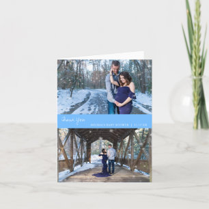 Foto Collage Baby shower Blauw Hartelijk dank Bedankkaart