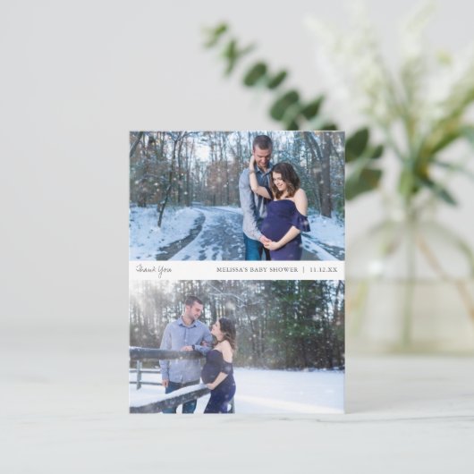 Foto Collage Baby shower Hartelijk dank Briefkaart (Staand voorkant)