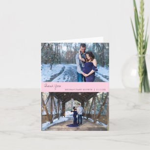 Foto Collage Baby shower Roze Bedankkaart