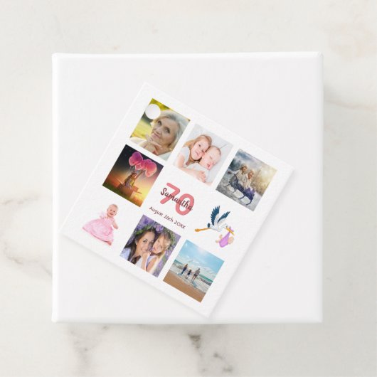 Foto collage bedankjes 70e verjaardagsfeestje bedankjes labels (In situ)