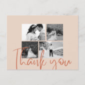 Foto Collage Beige Elegant Weddenschap Hartelijk d Briefkaart (Voorkant)