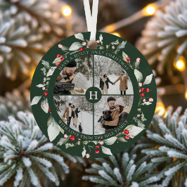 Foto-collage Bes Kerstmis Groen Metalen Ornament