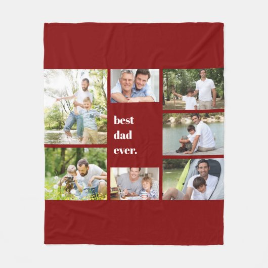 Foto Collage Best Dad Ever Maroon Fleece Deken (Voorkant)