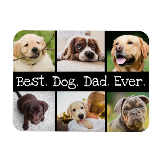 Foto Collage Best Dog Dad in Black and White Magneet (Horizontaal)