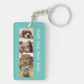 Foto Collage Best Dog Ma Ever Fun Blauwgroen White Sleutelhanger (achterkant)