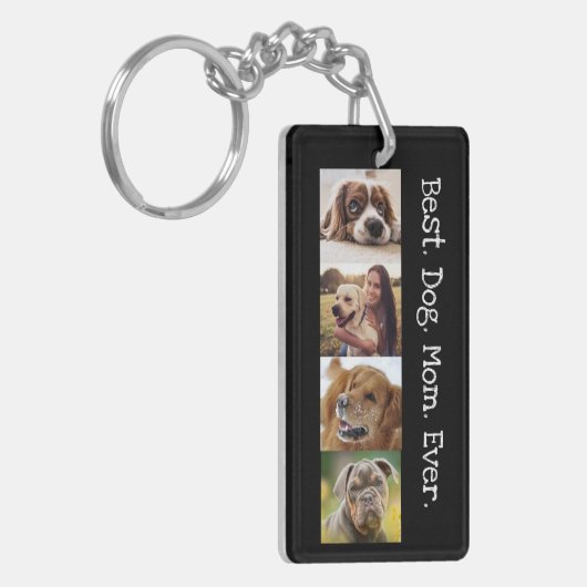 Foto Collage Best Dog Mam Ever Fun Black White Sleutelhanger (Voorkant Links)