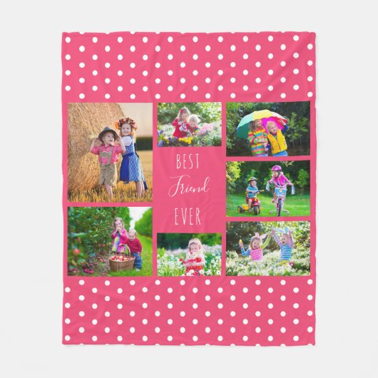 Foto Collage Best Friend Ever Bright Roze Fleece Deken (Voorkant)