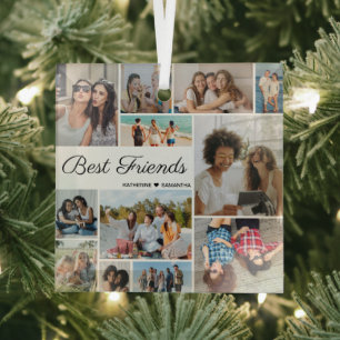 Foto Collage Best Friends Forever Glas Ornament
