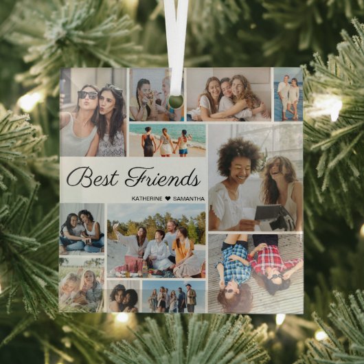 Foto Collage Best Friends Forever Glas Ornament (Insitu)