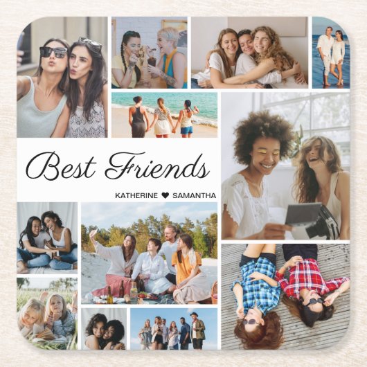 Foto Collage Best Friends Forever Kartonnen Onderzetters (Voorkant)