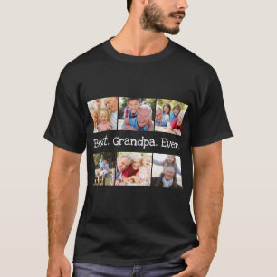 Foto Collage Best Grandpa Ever Black White T-shirt