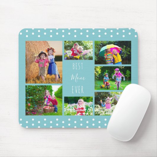 Foto Collage Best Mam Ever Sky Blue Muismat (Met muis)