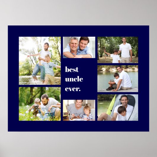 Foto Collage Best oom Ever Navy Blue Poster (Voorkant)