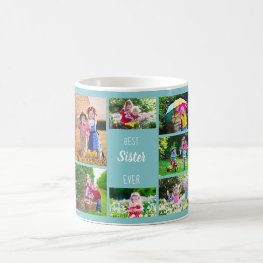 Foto: Collage Best Sister Ever Sky Blue Polka Dot Koffiemok (Center)