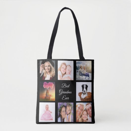 Foto collage beste grootmoeder ooit zwarte grootmo tote bag (Voorkant)
