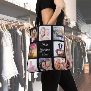 Foto collage beste grootmoeder ooit zwarte grootmo tote bag