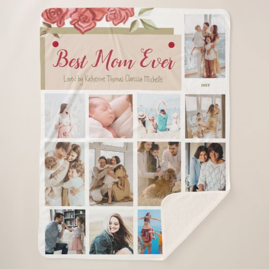 Foto Collage Beste Mam Ooit Modern Moederdag Sherpa Deken (Voorkant)