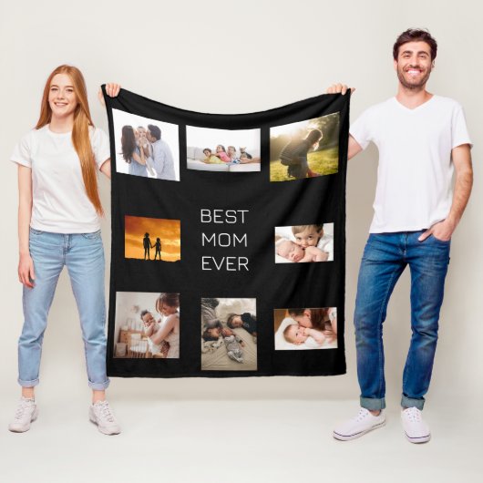 Foto Collage Beste Mam Ooit Zwart Fleece Deken (In situ)