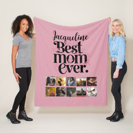 Foto Collage Beste Moeder Ooit Retro Typografie Fleece Deken