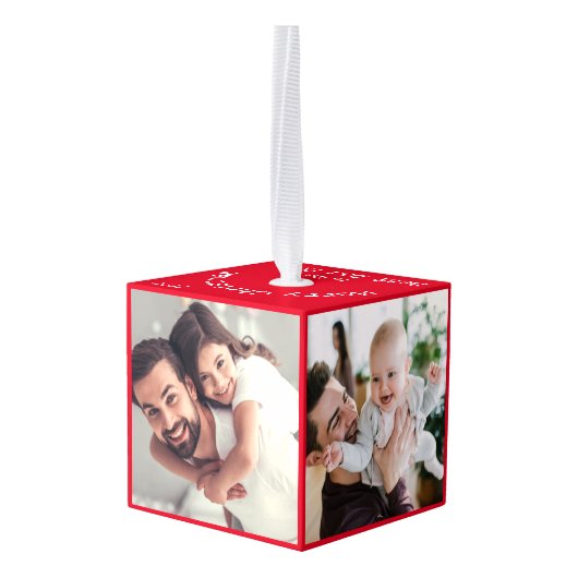 Foto Collage Beste pap Ever Red Gepersonaliseerd Decoratie (Achter hoekig)