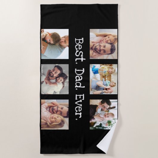 Foto Collage Beste pap ooit Black White Keepomwill Strandlaken (Voorkant)