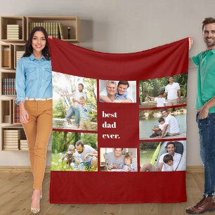 Foto Collage Beste Papa Ooit Maroon Fleece Deken
