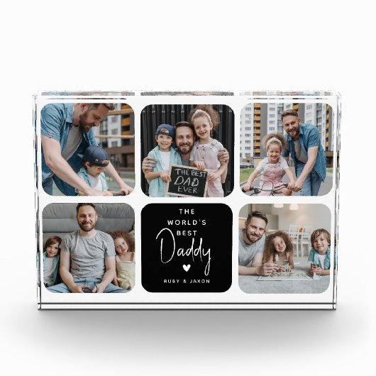Foto-collage 'Beste papa van de wereld' Fotoblokken (Voorkant)
