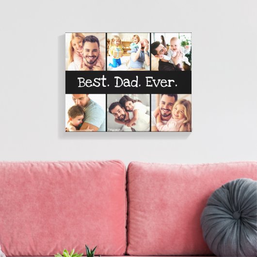Foto Collage Beste vader ooit in zwart-wit Canvas Afdruk (Insitu (Woonkamer))