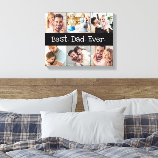 Foto Collage Beste vader ooit in zwart-wit Canvas Afdruk (Insitu (Slaapkamer))