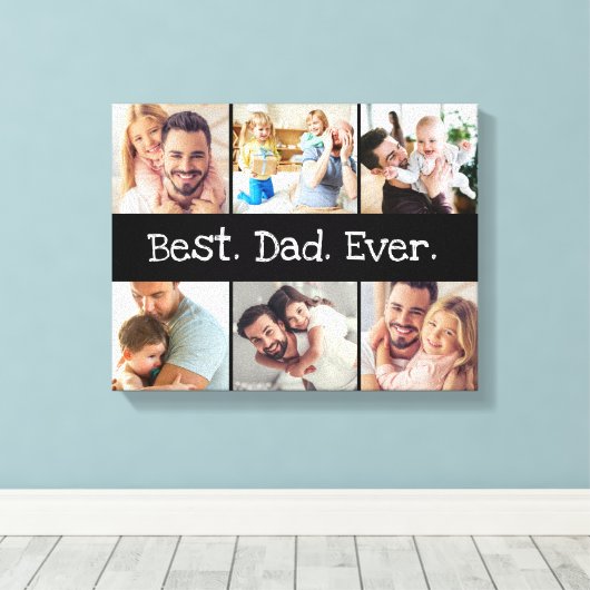 Foto Collage Beste vader ooit in zwart-wit Canvas Afdruk (Insitu (Houten vloer))