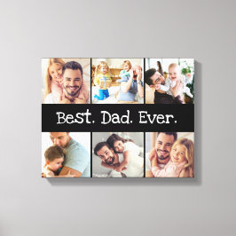Foto Collage Beste vader ooit in zwart-wit Canvas Afdruk