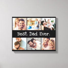 Foto Collage Beste vader ooit in zwart-wit Canvas Afdruk