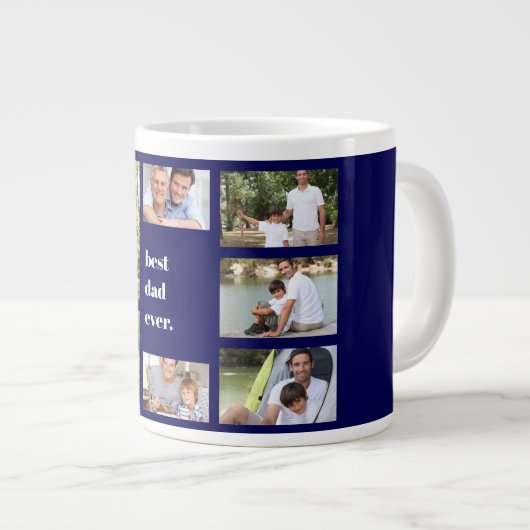Foto Collage Beste vader ooit marineblauw en wit Grote Koffiekop (Voorkant rechts)
