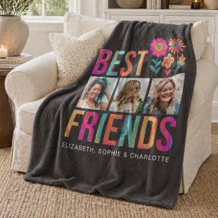 Foto Collage Beste Vrienden BFF Namen Fleece Deken