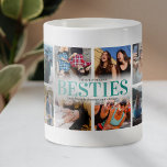 Foto Collage Bestie Koffiemok<br><div class="desc">Moderne beste vriend mok met een 12 fotocollage,  het woord "bessen" in een schattige trendy blauwgroen gradiënt,  een gepersonaliseerde vriendschapsquote,  en je namen.</div>