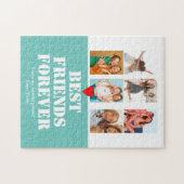 Foto Collage BFF Birthday Gift Custom Blauwgroen Legpuzzel (Horizontaal)
