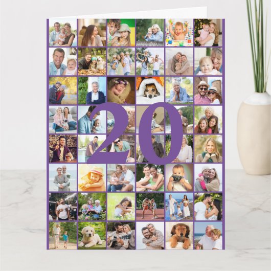 Foto Collage Big Birthday Kaart op 20 of 48 jaar (Voorkant)