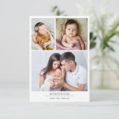 Foto Collage Birth Stats New Baby Bedankkaart (Staand voorkant)