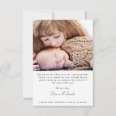 Foto Collage Birth Stats New Baby Bedankkaart (Achterkant)